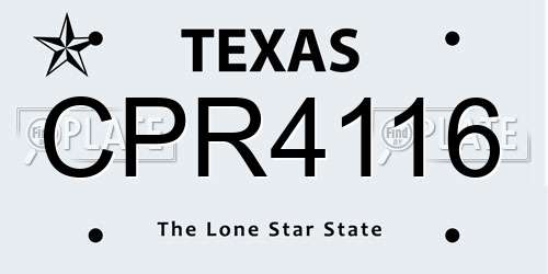 CPR4116 Texas License Plate
