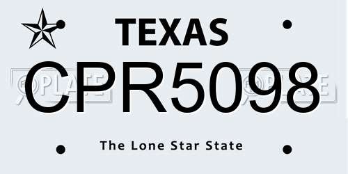 CPR5098 Texas License Plate