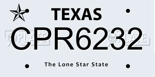 CPR6232 Texas License Plate