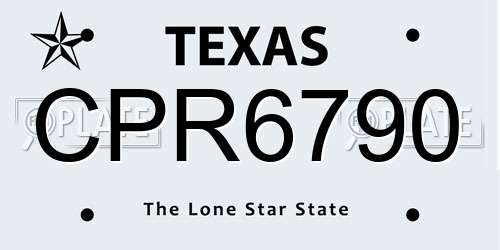 CPR6790 Texas License Plate