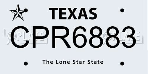 CPR6883 Texas License Plate