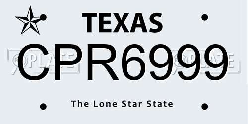 CPR6999 Texas License Plate