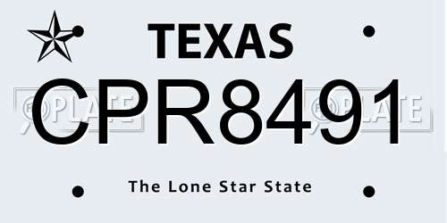 CPR8491 Texas License Plate