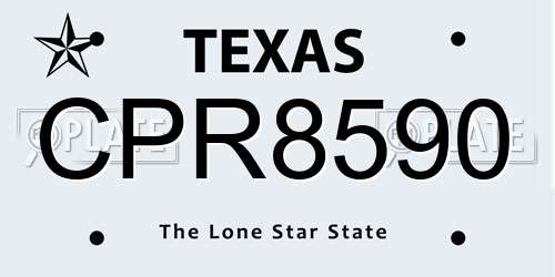 CPR8590 Texas License Plate
