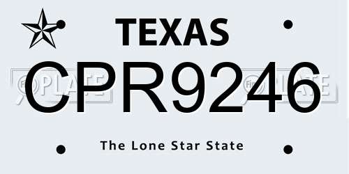 CPR9246 Texas License Plate