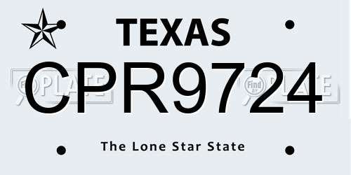 CPR9724 Texas License Plate