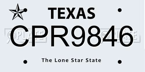 CPR9846 Texas License Plate