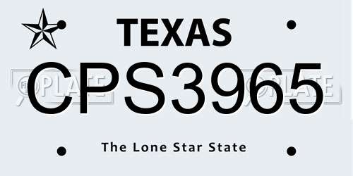 CPS3965 Texas License Plate
