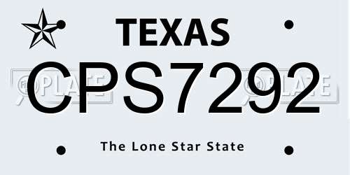 CPS7292 Texas License Plate