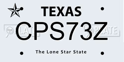 CPS73Z Texas License Plate