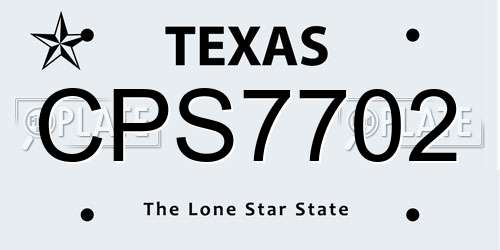 CPS7702 Texas License Plate