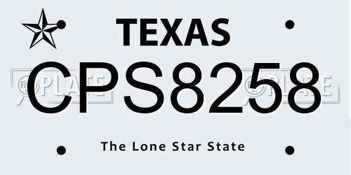 CPS8258 Texas License Plate