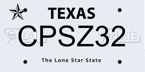 CPSZ32 Texas License Plate
