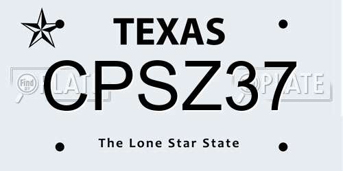 CPSZ37 Texas License Plate