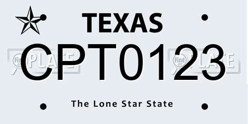 CPT0123 Texas License Plate