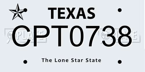 CPT0738 Texas License Plate