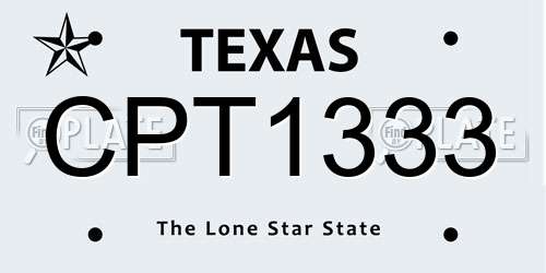 CPT1333 Texas License Plate