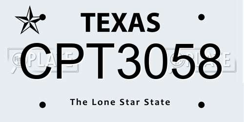 CPT3058 Texas License Plate