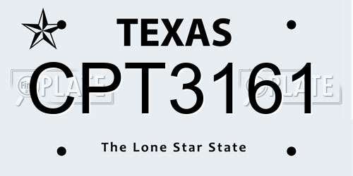 CPT3161 Texas License Plate