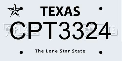 CPT3324 Texas License Plate