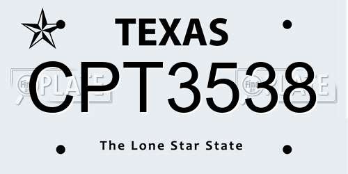 CPT3538 Texas License Plate