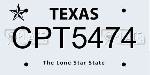 CPT5474 Texas License Plate