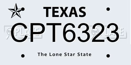CPT6323 Texas License Plate