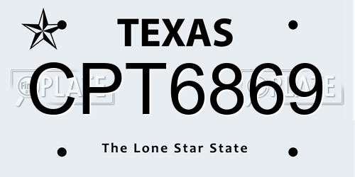 CPT6869 Texas License Plate