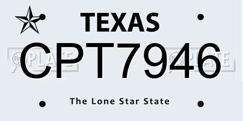CPT7946 Texas License Plate
