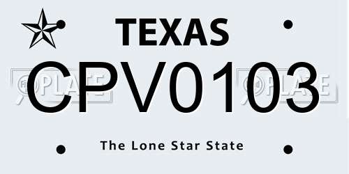 CPV0103 Texas License Plate