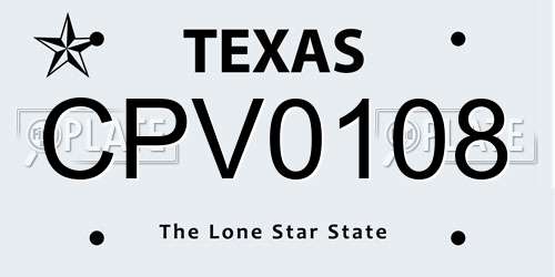 CPV0108 Texas License Plate