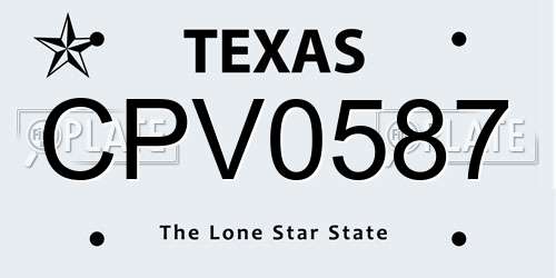 CPV0587 Texas License Plate
