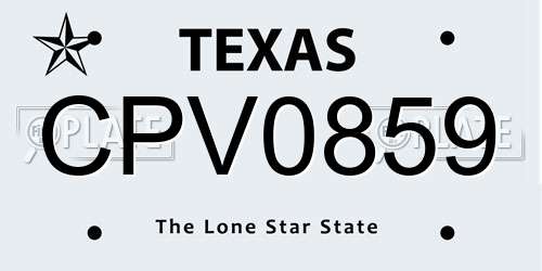 CPV0859 Texas License Plate