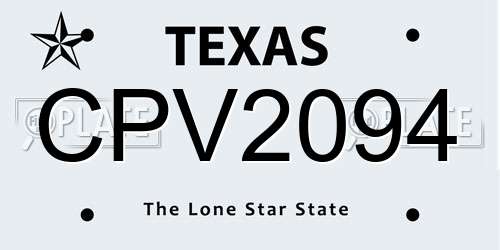 CPV2094 Texas License Plate