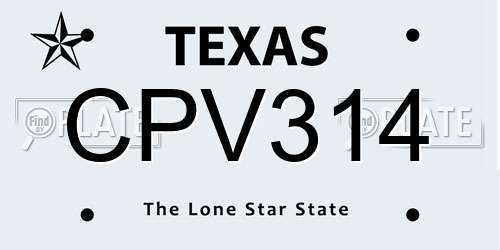 CPV314 Texas License Plate