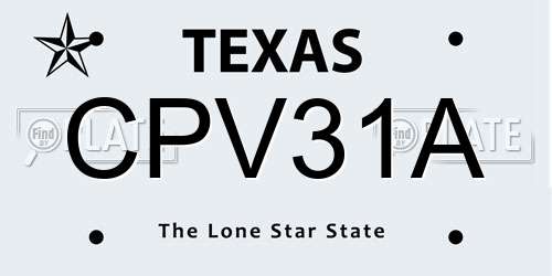 CPV31A Texas License Plate