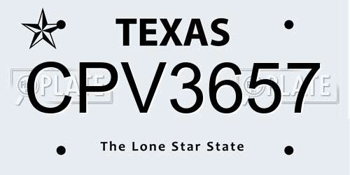 CPV3657 Texas License Plate