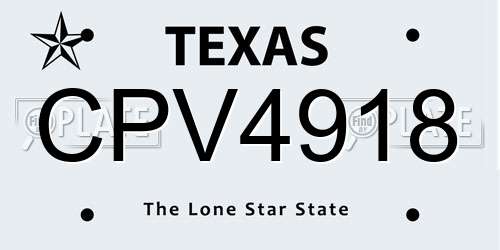 CPV4918 Texas License Plate