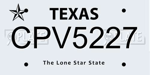 CPV5227 Texas License Plate