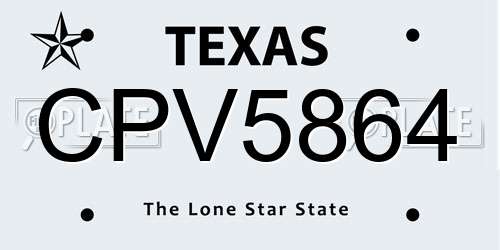 CPV5864 Texas License Plate