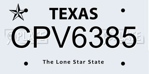 CPV6385 Texas License Plate