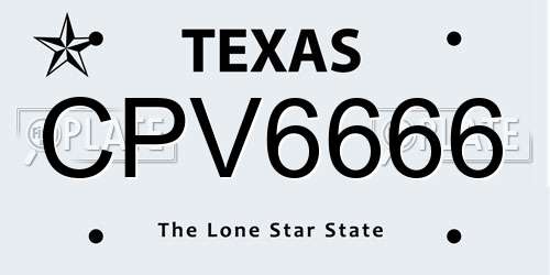 CPV6666 Texas License Plate