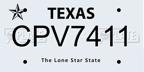 CPV7411 Texas License Plate