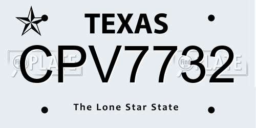 CPV7732 Texas License Plate