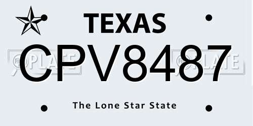 CPV8487 Texas License Plate