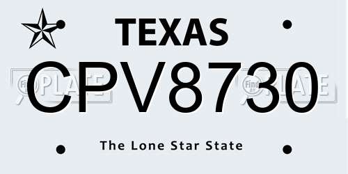 CPV8730 Texas License Plate