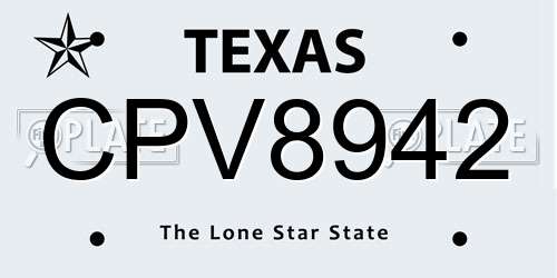 CPV8942 Texas License Plate