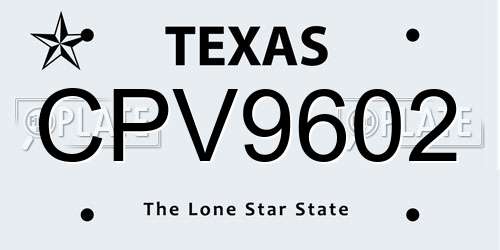 CPV9602 Texas License Plate