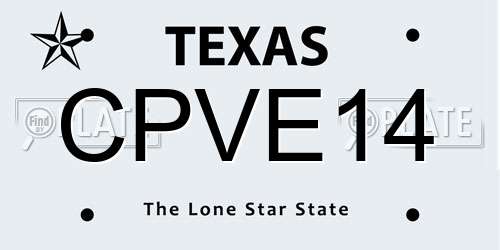 CPVE14 Texas License Plate