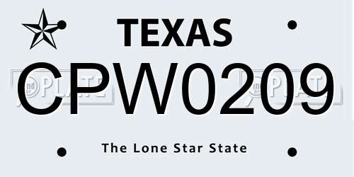 CPW0209 Texas License Plate
